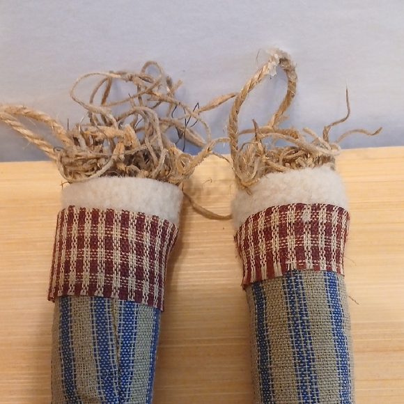4 Rustic Striped Primitive Stocking Ornaments - Picture 11 of 11